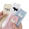 Calcetines lindos de cachorro de dibujos animados para mujer, nuevos calcetines de algodón puro de media pantorrilla para primavera/verano, calcetines blancos holgados de estilo coreano de moda