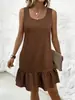 Vestido Chaleco Sin Mangas Francés Nuevo de Amazon Transfronterizo Europeo y Americano Falda de Punto de Longitud Media de Alta Calidad con Temperamento para Mujer