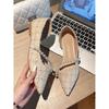 Sandalias con punta hueca, primavera y verano 2024, nuevas, planas, estilo hada perla, retro, combinables, estilo Chanel, zapatos de una sola capa.