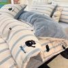Juego de cuatro piezas de terciopelo de leche de invierno Cama engrosada Otoño e Invierno Gorro de cama con forro polar Funda de edredón Vellón coral Sábana de tres piezas para dormitorio