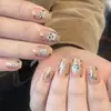 Gatito Lindo, Cachorro, Ojo de Gato, Dibujo Animado Juguetón, Chica Hermosa, Arte de Uñas Estilo Corto para Estudiantes, 30 Piezas de Uñas Postizas Portátiles