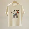 ¡Camiseta de Arroz Glutinoso Engrosada! Camiseta de Manga Corta con Bordado de Toalla Espesa y Estampado de Perro para Mujer, Camiseta Básica Espesa de Cuello Redondo para Otoño e Invierno
