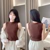 Otoño e invierno nuevo chaleco térmico lijado de cuello semi alto para mujer, ropa exterior de ajuste ceñido con almohadilla en el pecho, interior afelpado, camiseta interior básica