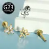 Brincos de Tarraxa F136 Liga de Titânio Zircônia Tripla Marquise Piercing Labial Integrado de Titânio Haste com Rosca Interna 6-10mm Joias para Piercing