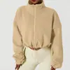 Chaqueta Deportiva Gruesa con Forro de Polar para Invierno para Mujer, Cuello de Polar con Patrón Olímpico, Sudadera Holgada, Chaqueta Casual para Fitness al Aire Libre