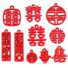 Suprimentos de casamento vermelhos estilo chinês Acessórios de liga DIY Caixa de doces de casamento Pingente de presente W266