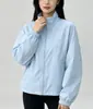 Nueva chaqueta de verano simple de color liso estilo dopamina, cuello alto, estilo corto, moderna, casual, holgada, versátil, transpirable para mujer