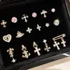 Pendientes de acero de titanio 316L en la colección café dorado claro, ear cuffs minimalistas de circonita, pendientes de alta gama personalizados con forma de corazón para mujer, lujo ligero