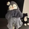 Pijama Infantil de Pinguim Desenho Animado Inverno 2026 Roupão Longo com Capuz em Fleece Coral Roupa Casual para Dormir Meninas