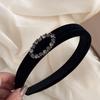 Grampo de cabelo tiara de diamante oval de alta qualidade estilo chapéu de abas largas veludo preto para lavar o rosto acessórios de cabelo outono e inverno