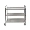 Carrito de comedor de acero inoxidable no magnético, dos o tres niveles para tazones, platos, olla caliente, vino, restaurante, restaurante, carrito de entrega de alimentos