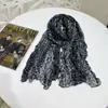 Lenço Plissado Estampado de Leopardo Vintage JM para Mulheres, Lenço de Seda Fino Amassado Versátil para Primavera e Outono, Xale Longo Artístico Vintage