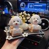 Adornos para el Interior del Coche, Adornos para Coche con Cabeza Oscilante, Perro Teddy de Pedrería, Gato de la Suerte para Coche, Conductora Independiente Transfronterizo