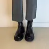 Botas elásticas ajustadas de tacón alto para mujer 2026, botas de moda retro con plataforma y cremallera, elegantes y modernas, botines de punta redonda que aumentan la altura
