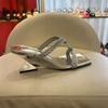 Verano para Mujer Nueva Llegada Estilo Francés Elegantes Tacones Altos Chanclas Chanclas con Punta Cuadrada