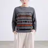 Ropa de mujer para principios de otoño: Blusas de diseñador con estampados únicos, cuello redondo, mangas murciélago, corte holgado, adelgazante, Camiseta de manga larga Issey Miyake