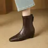 Botines Versátiles de Temperamento Moderno para Mujer 2026 Nuevos Botas de Moda con Punta Cuadrada y Tacón Grueso Cremallera Trasera Cuero Suave Cómodo Botas Adelgazantes