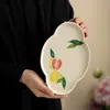 Bandeja de begonia de cerámica pintada a mano Youjianli, posavasos, accesorios para juego de té casero, bandeja de té pequeña, bandeja para té seco, bandeja para bocadillos de té