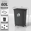 Papelera Comercial Grande con Ruedas Giratorias, Alta Capacidad, con Tapa, Adecuada para Oficina, Dormitorio, Cocina y Uso Doméstico, Capacidad 50