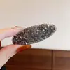 Acessório de cabelo de cristal com diamantes azuis para mulheres, presilha lateral, presilha BB, grampo brilhante, presilha de cabelo de luxo leve, presilha para franja em formato de laço