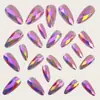 Rombos Multifacetados Estéreo 3D Fantasma Metal Galvanizado Brilhante Manicure Moda Europeia e Americana Cabeça Redonda Amêndoa Unhas Postiças Roxas