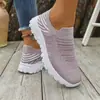 2025 Nuevos Zapatos de Punto Grande para Mujer de Comercio Exterior Transfronterizo Primavera y Verano Nuevos Tenis Casuales Transpirables sin Cordones para Mujer