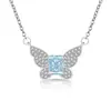 Colar Borboleta com Pedras Preciosas Coloridas e Corte Flor de Gelo, Vendido Quente no TikTok para Mulheres, Pingente Banhado a Ouro com Diamante de Alto Carbono, Transmissão ao Vivo, Dropshipping Transfronteiriço