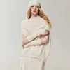 Novo Casaco Feminino Outono/Inverno 100% Caxemira Preguiçoso Solto Bainha Dobrada Gola Meia-Alta Tricô Emagrecedor Sem Mangas Asa de Morcego Top