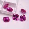 Piedra Suelta de Corindón Cuadrado Facetado Natural 3 # Rojo Rosa Rubí Imitación Turmalina Rosa Forma de Almohada Piedra para Accesorios de Joyería