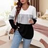 2024 outono e inverno novo cross-border AliExpress europeu e americano cor com capuz manga longa suéter plus size suéter gordinho menina roupas femininas