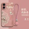Funda de teléfono líquida tipo ojo de ángel al por mayor del fabricante, adecuada para Apple 17, con borla y diseño floral estilo chino, viene con cordón, protección completa
