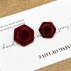 Novedad Otoño e Invierno Ancora Rosa Roja Estampado de Terciopelo Botones Metálicos Abrigo de Felpa Cachemir Abrigo Botones Decorativos