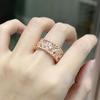 Estilo coreano completo diamante flor diamante anel caleidoscópio fêmea 18K ouro rosa largo estreito aberto anel estrelado