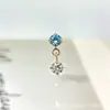 Pendientes Colgantes Pequeños Redondos de Circonita de Aleación de Titanio F-136 Pendientes de Labio de Titanio G23 con Rosca Interna Joyería para Piercing