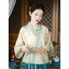 Camisa Casual Feminina com Gola Cruzada Estilo Chinês Elemento Han, Novo Design Primavera e Verão, Jovem, Fresca, Simples e Elegante, Roupa de Chá Inspirada no Zen