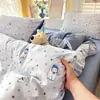 Juego de cuatro piezas Clase A, estilo nuevo, algodón puro lavado, ropa de cama sencilla, sábana, funda de edredón, sábana bajera, juego de tres piezas para dormitorio de estudiante 4