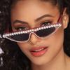 Nuevas gafas de sol para mujer 2023 moda Gafas de sol de ojo de gato de montura pequeña de moda con incrustaciones de diamantes gafas de sol de forma cóncava personalidad