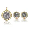 Conjunto de joias de moeda antiga em prata esterlina de luxo leve transfronteiriço conjunto requintado de três peças estátua feminina em relevo joia de moeda feminina