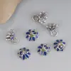 Prata de lei 925 azul queimado epóxi artesanato pequeno porta-flores vintage adesivo meio furo contas acessórios DIY material artesanal atacado