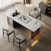 Juego de Mesa de Té y Sillas de Pizarra de Lujo Ligero para Apartamentos Pequeños, Mesa de Té Rectangular Nueva, Mesa de Té Moderna Minimalista de Moda para Oficina