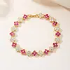 Joias Novas com Design de Alto Padrão, Cobre Incrustado com Diamantes, Zircônia, Trevo de Quatro Folhas Colorido, Acessórios de Moda de Nicho Europeus e Americanos