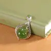 Colgante de Plata S925 para Mujer con Incrustación de Jade de Calabaza Natural, Collar Minimalista de Lujo Ligero de Moda