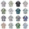 Camisa Floral Hawaiana de Manga Corta Unisex Camisa de Playa con Mangas de Tres Cuartos Talla Grande Atuendo de Pareja para Vacaciones en la Playa Camisa Floral