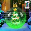 Nueva bola inflable de Navidad transfronteriza con luces LED de 16 colores, bola transparente para patio exterior con muñeco de nieve, bola de decoración navideña