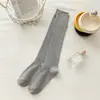 Meias de Cano Longo Lisas para Outono e Inverno Youjiaxi com Listras Verticais de Agulha Dupla Meias Largas de Algodão para Mulheres Atacado