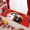 Tapete para Peitoril de Janela para Banquete de Casamento, Tapete Absorvente Vermelho para Mesa de Cabeceira de Casamento, Decoração de Quarto de Casamento, Tapete de Veludo Cristal Antiderrapante de Fácil Cuidado para Uso Doméstico