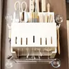 Suporte de facas de cozinha, porta-hashis, suporte de facas multifuncional de parede, suporte de armazenamento de facas integrado, suporte para pendurar facas e colheres