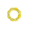 Anel Colorido de Diamante Fivela de Mola Diamante Dupla Face Flor de Ameixa Anel Aberto Pétala Chaveiro Acessórios DIY Anel de Conexão de Liga