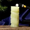 Atacado de fábrica Peças de Jade Afegão e cabo de repolho jade azul e branco coluna de dragão peças para jogar na mão peças com cabo de Jade Cem Fortunas masculinas e femininas