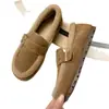 Mocasines cálidos para mujer para usar al aire libre, nuevo estilo 2026, de suela plana, forrados de felpa, sin cordones, retro, zapatos gruesos de algodón para invierno